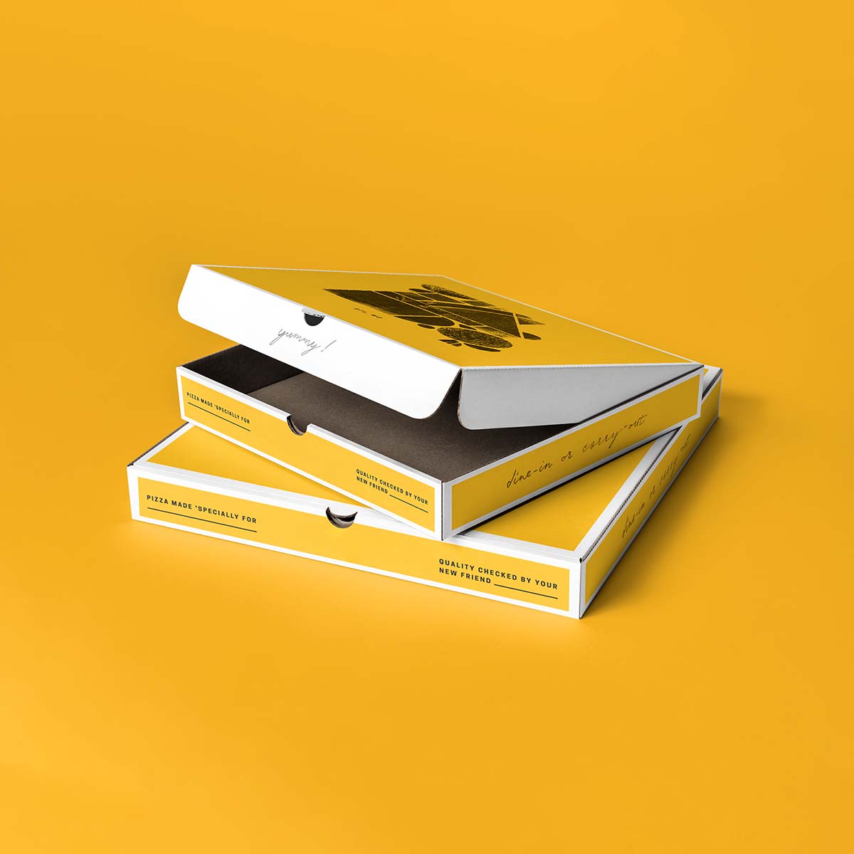 Yellow Pizza Boxes view 3